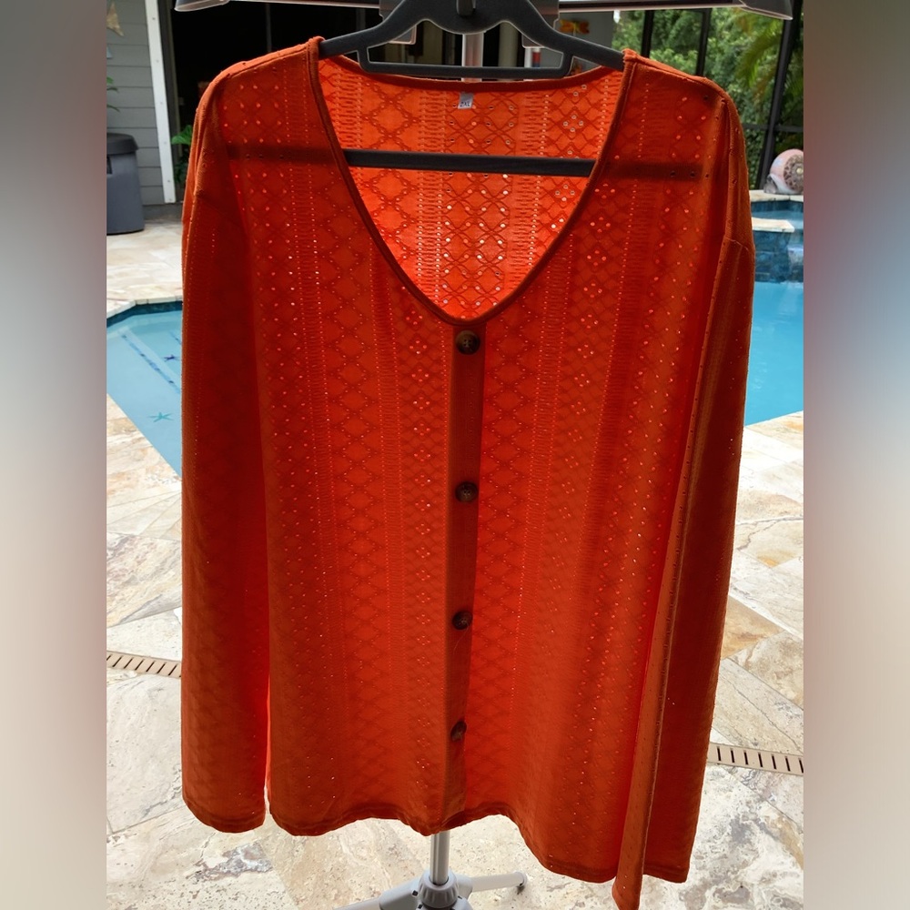 Women’s Orange, long sleeve top. 2 XL